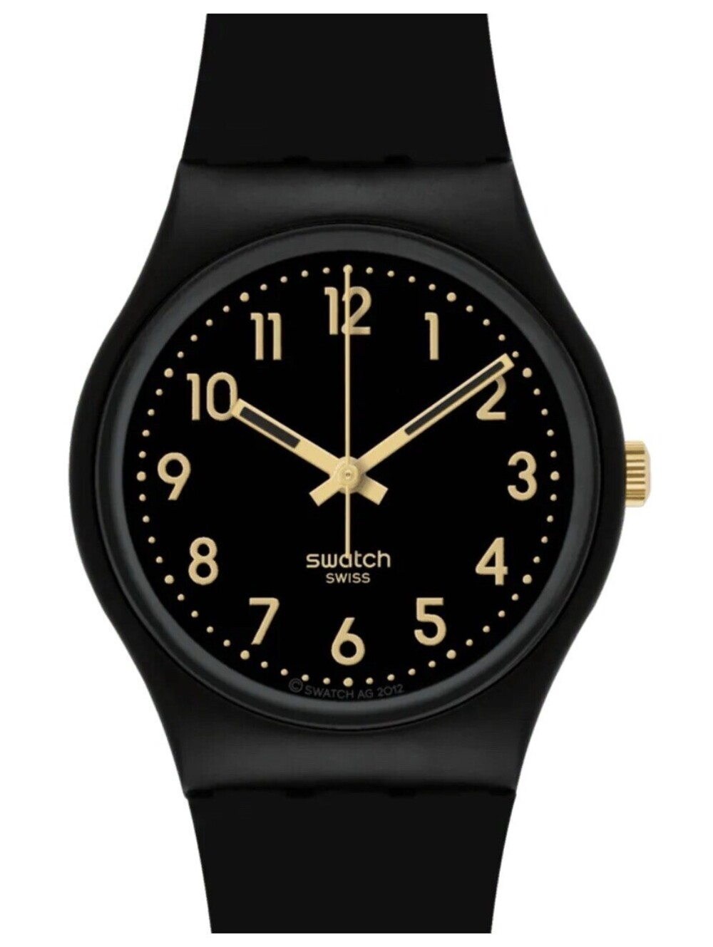 Swatch Golden Tac Quartz Black Dial Unisex Watch SO28B113 NEW!